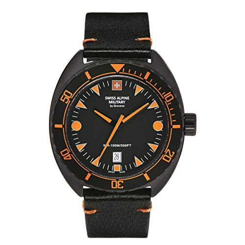 Swiss Alpine Military Herren Uhr Analog Quarz 7066.1579SAM Leder von swiss alpine military