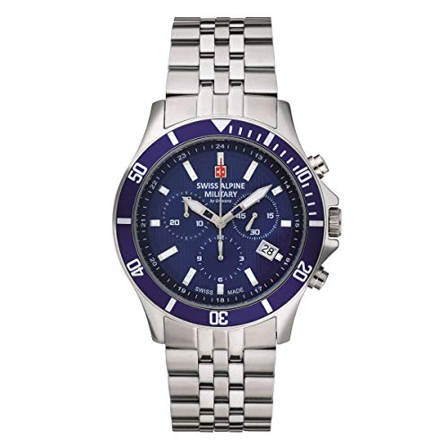 Swiss Alpine Military Herren Uhr Chronograph Analog Quarz 7022.9135SAM Edelstahl von swiss alpine military