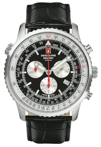 Swiss Alpine Military Herren Uhr Chronograph Analog Quarz 7078.9537SAM Leder von swiss alpine military