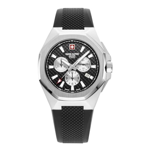 Swiss Alpine Military by Grovana Herren Analog Schweizer Quarzwerk Uhr mit Silikon Armband 7005.9837SAM von swiss alpine military