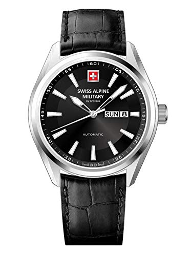 Swiss Alpine Military by Grovana Herrenuhr mit Lederband ETA 2836-2 Automatik Saphirglas 10 ATM DayDate 7090.2537SAM von swiss alpine military