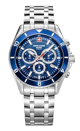 swiss alpine military Herren Uhr Analog Quarz Chronograph 7034.9135SAM Edelstahl von swiss alpine military