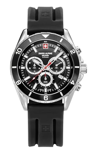 swiss alpine military Herren Uhr Analog Quarz Chronograph 7034.9837SAM Silikon von swiss alpine military