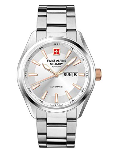 swiss alpine military by Grovana Herrenuhr mit Edelstahlband ETA 2836-2 Automatik Saphirglas 10 ATM DayDate 7090.2128SAM von swiss alpine military
