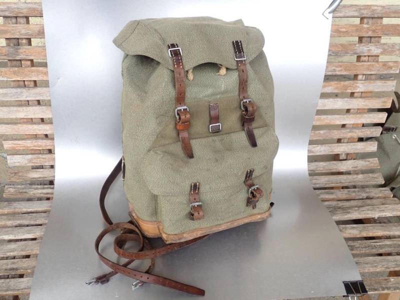 1963 Vintage Schweizer Armee Rucksack Leder Salz Und Pfeffer Sac À Dos Canvas Cuir Lin Hunt Hike Biker Teufen von swissarmygear