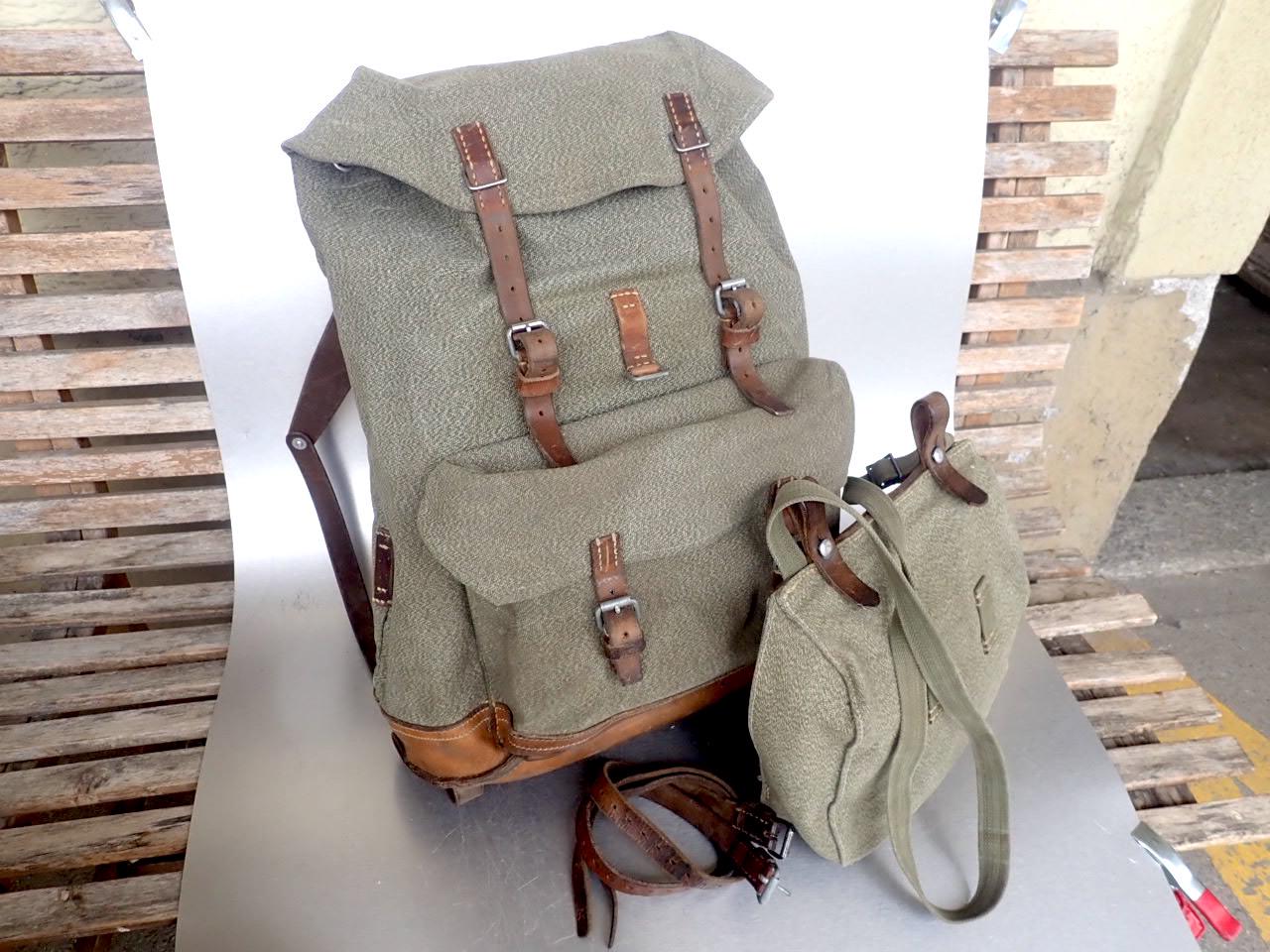 1965 Schweizer Armee Rucksack Sempach Leder Canvas Beutel Citybag Biker Jagd von swissarmygear