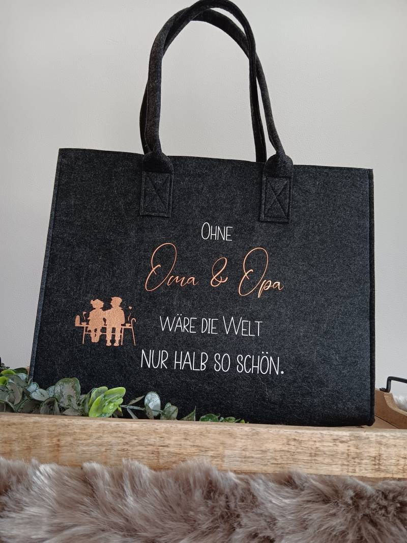 Filz Tasche "Ohne Oma & Opa Wäre Di Welt Nur Halb So Schön" | Geschenk Für Großeltern Und Sind Die Besten von swunschladerl