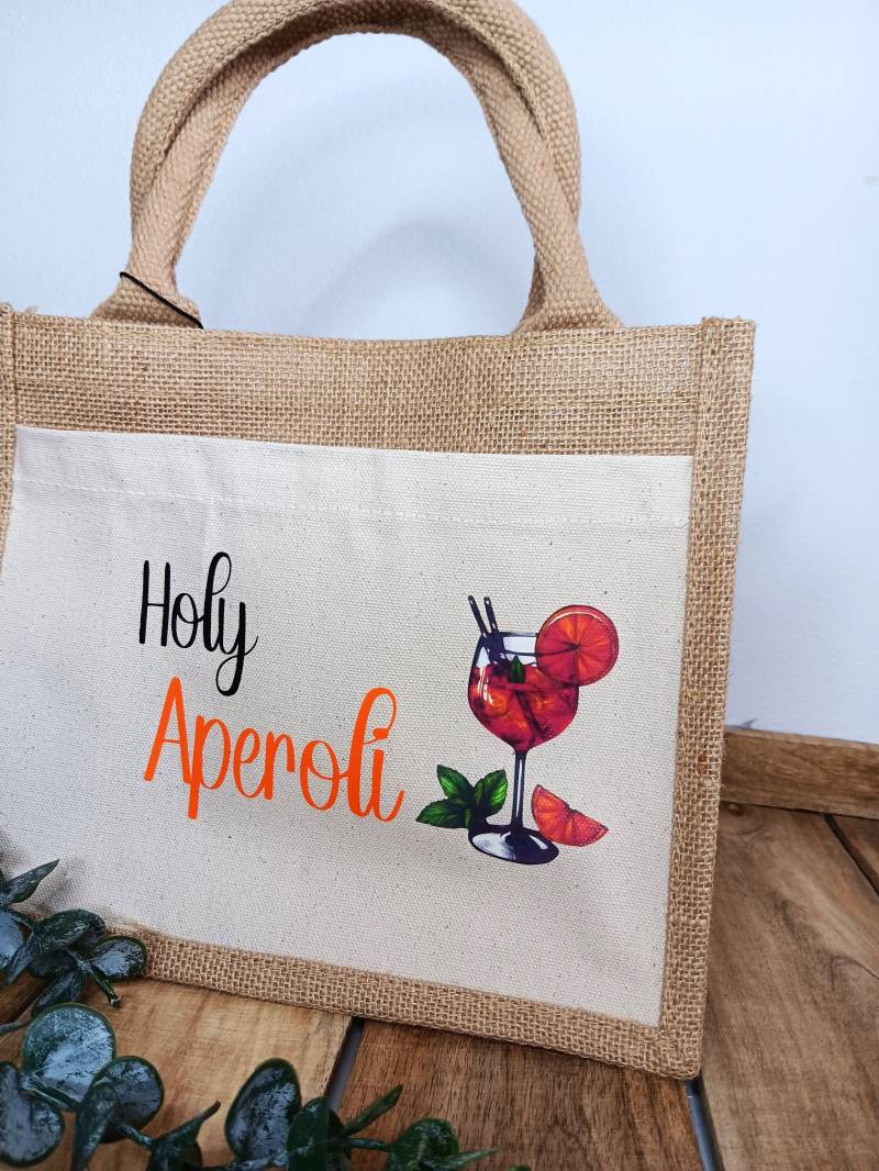 Holy Aperoli | Aperol Tasche Jute Spritz Sprüche Glas Geschenktasche Freundin von swunschladerl
