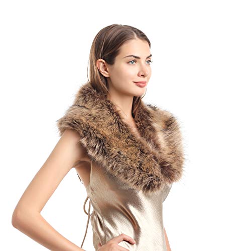 Soul Young Damen Fellkragen Pelzkragen Kunstfell Kunstpelz Winter Schal Wärm Fuchspelz Kragen EINWEG Verpackung(80cm, Waschbär) von sy soul young