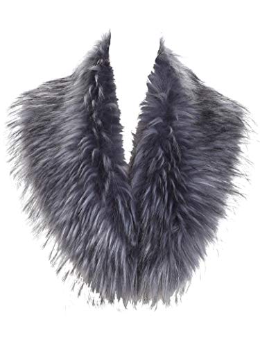Soul Young Damen Fellkragen Pelzkragen Kunstfell Kunstpelz Winter Schal Wärm Fuchspelz Kragen EINWEG Verpackung(80cm,Grau mit Tipps) von sy soul young
