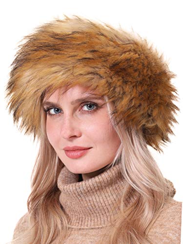 Soul Young Damen Winter Faux Fuchs Haarband Schleife Design Elastische Stirnband Kopfband EINWEG Verpackung(Natur 2) von sy soul young