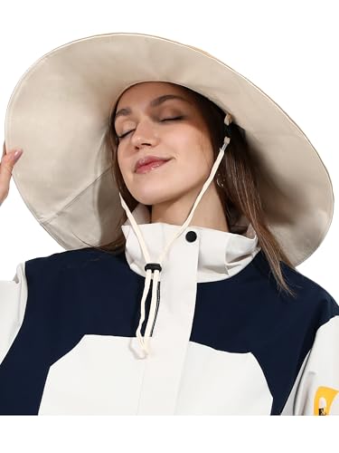 sy soul young Damen Baumwolle BucketHut reversibler Sonnenhut mit Ultrabreitkrempe Faltbarer Strandhut Sommerhut Fischerhut UPF 50+(Khaki) von sy soul young