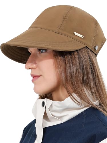 sy soul young Damen Sonnenhut mit Pferdeschwanz-Auslass Ultrabreitkrempe UV-Schutz UPF 50+ wasserabweisend Baseball Cap Strandhut(Braun) von sy soul young