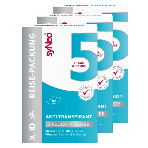 syNeo 5 Antitranspirant Deo Tücher für Damen und Herren, Anti Schweiß Deotücher gegen starkes Schwitzen, Anti Transpirant Antiperspirant, 3er Pack (24 x 2,5 ml) von syNeo