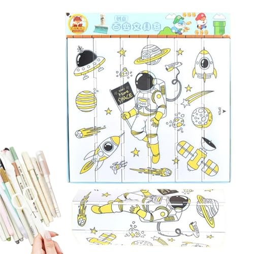 syayw Federmäppchen Organizer | Schreibwarenbox für Schüler Großes Federmäppchen | Großes ästhetisches Federmäppchen, Bleistiftbox, Bleistift-Organizer, Stiftetui, Astronaut Gelb, Se référer au von syayw