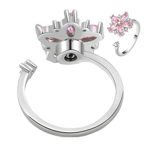 syayw Zappel Ring - Frauen Rotierende Ringe | Floral Einstellbares Blumendesign, Um Ein Elegantes Schmuckstück Zu Drehen Und Eine Perfekt Beruhigende Spielzeughilfe von syayw