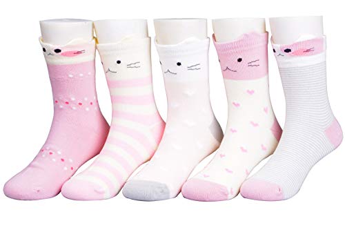 syisocks Calcetines para niñas 5 pares Calcetines de algodón para niños y gatos Calcetines para niños pequeños de 9 a 13 años von syisocks