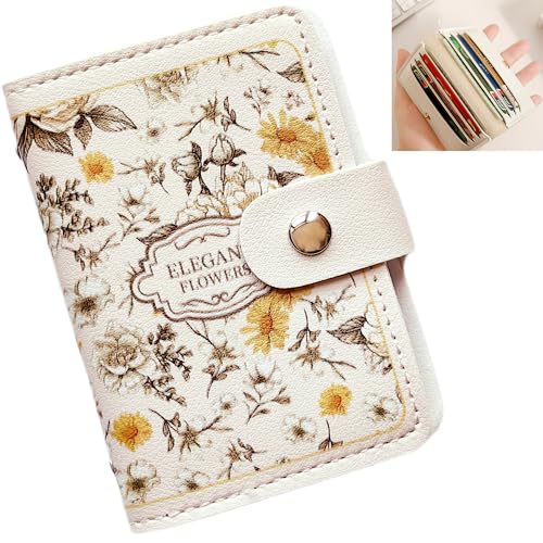 syiyunran Geldbörse Damen Kartenetui - Gelb11x7.5cm, Credit Card Holder Kreditkartenetui für Genuine Leather Mini Wallet with for Women Leder Schnappenkleines Portmonee Kartenportmonaiiclip von syiyunran