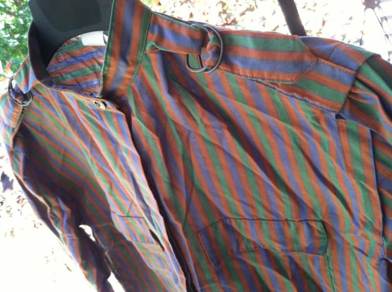 Tolles Vintage Gestreiftes Langarmshirt Träger Mit Messingschnallen An Den Schultern Shapley Damen Größe 10 von synchronicity80