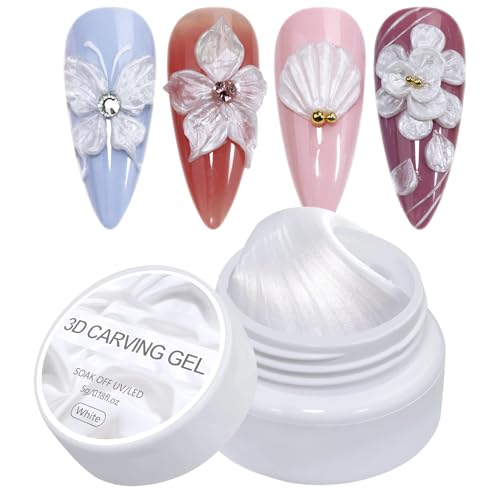 Bildhauerung Gel | 5G Perle 3D -Schnitzgel Weiche Textur | Nagelkunst | Maniküreerweiterung | Schönheitspflege für Frauen | Frühling | Sommer | Kreatives Naiil -Design von szaluyk