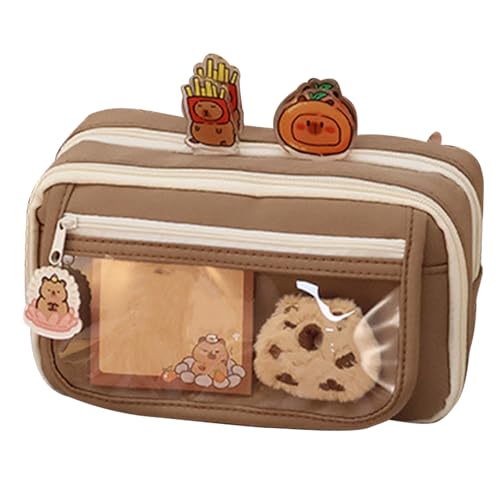 Capybara Bleistiftkoffer mit Halter, süßer Cartoon-Pens-Beutel-Organisator, Multi-Compartment-Studenten-Stiftbeutel für Kugelschreiber, Gelbänke, Stifte, Radiergummis, Spitzer, Notizbücher, Sticky Not von szaluyk