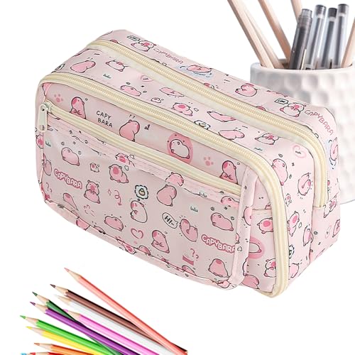 Capybara Pencil Fall | Niedliche wasserdichte Plüschstiftbeutel mit Stiften und breite Öffnung | Tierstifttasche für Kinder und Studenten - ästhetischer Schreibwarenorganisator für School & College von szaluyk