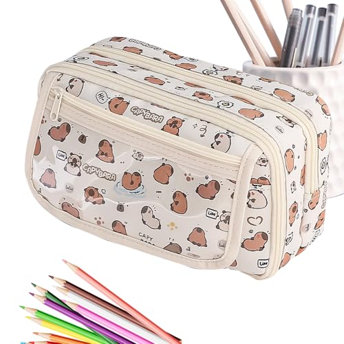 Capybara Pencil Fall | Niedliche wasserdichte Plüschstiftbeutel mit Stiften und breite Öffnung | Tierstifttasche für Kinder und Studenten - ästhetischer Schreibwarenorganisator für School & College von szaluyk