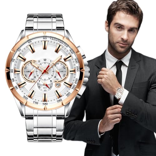 szaluyk Herrenmetall Uhr, wasserdichte Uhren für Männer | Edelstahlgurt Männer Uhren,Klassische mechanische Band, Elegante Business Clothing Accessoires für alle Mitarbeiter von Männern Arbeiter von szaluyk
