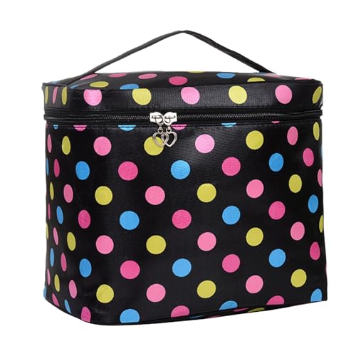 szaluyk Multifunktionale Kosmetiktasche, quadratischer Griff, Kosmetiktasche mit buntem Punktemuster, Reißverschluss-Tasche, Pack-Organizer-Tasche, Reise-Kosmetiktasche, Make-up-Tasche groß mit von szaluyk