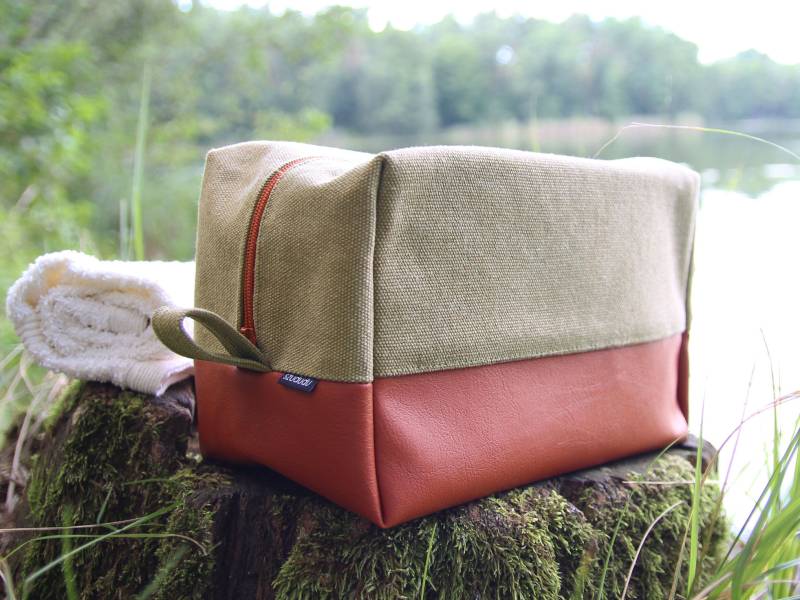 Große Kosmetiktasche Oliv Braun Kulturbeutel Großen Dopp Kit Vegan Vegane Reisetasche Große Kosmetiktasche Oliv Braun Kulturbeutel Großen Dopp Kit Vegan Vegane Reisetasche von szududu