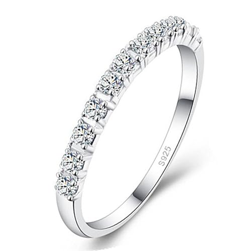 925 Ringe Liebe Diamant Zirkon für Damen Eternity-Stapelring Ring Einstellbarer Liebesknoten Geburtstag Geschenk für Sie Zirkonia Schmuck Sternbild Stapel Silber Ringe Damen Engagement (Sliver, 9) von szvbofueck