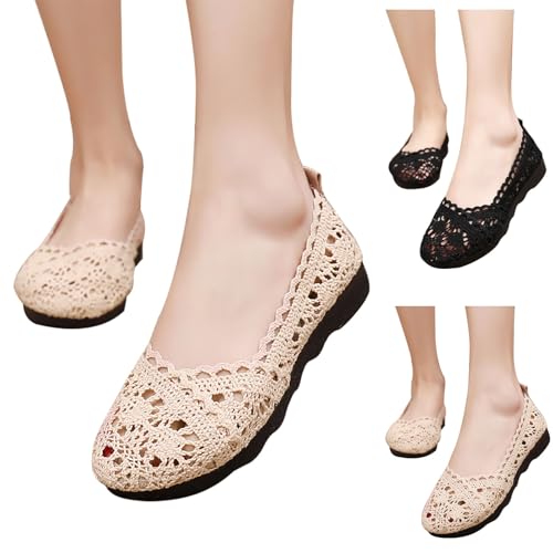 Ballerinas Damen Stoffschuhe Sommer Mesh Atmungsaktiv Elegant Mary Jane Schuhe Einfarbig Slip On Weiche Sohle Bequeme Freizeitschuhe Outdoor Ballroom Hochzeit Abendschuhe,35-40 Eu von szvbofueck