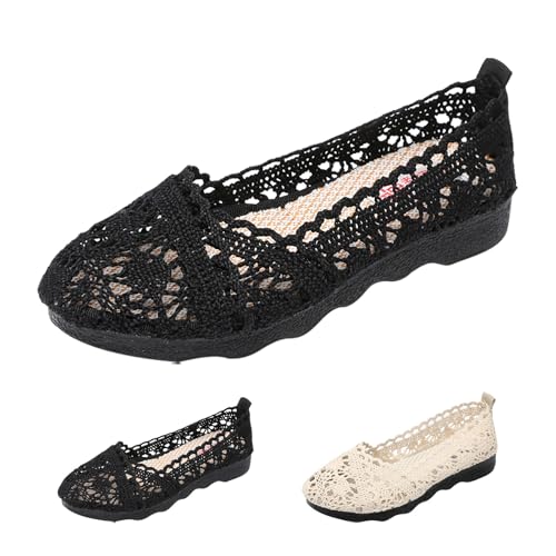 Ballerinas Damen Stoffschuhe Sommer Mesh Atmungsaktiv Elegant Mary Jane Schuhe Einfarbig Slip On Weiche Sohle Bequeme Freizeitschuhe Outdoor Ballroom Hochzeit Abendschuhe,35-40 Eu von szvbofueck