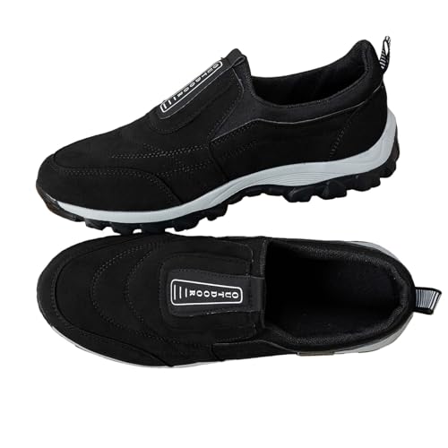 Bergschuhe Herren Wanderschuhe Solide Atmungsaktiv Slip On Bequeme Sportschuhe Einfarbig Leichtgewichts Dicker Sohle Dämpfung Sneaker Outdoor Bergsport Workout Walkingschuhe,37-43.5 EU von szvbofueck