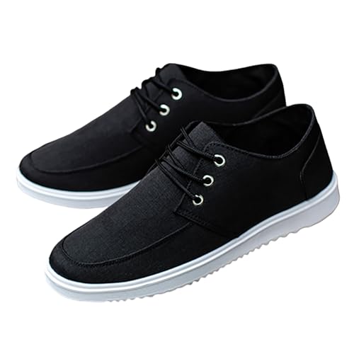Leinenschuhe Herren Canvas Sneaker Sommer Atmungsaktiv Leichtgewichts Joggingschuhe Flache Slip On Bequeme Stoffschuhe Chinesische Traditionelle Peking-Stil Schuhe Mit Schnürsenkel,39-41.5 EU von szvbofueck