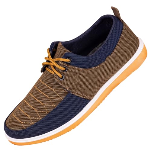 Leinenschuhe Herren Canvas Sneaker Sommer Atmungsaktiv Leichtgewichts Sportschuhe Flache Slip On Weiche Sohle Dämpfung Turnschuhe Outdoor Running Casual Walkingschuhe Mit Schnürsenkel,40-42 Eu von szvbofueck