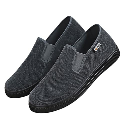 Leinenschuhe Herren Canvas Sneaker Sommer Flache Atmungsaktiv Bequeme Stoffschuhe Einfarbig Slip On Weiche Sohle Dämpfung Sportschuhe Outdoor Running Casual Walkingschuhe,39-41.5 EU von szvbofueck