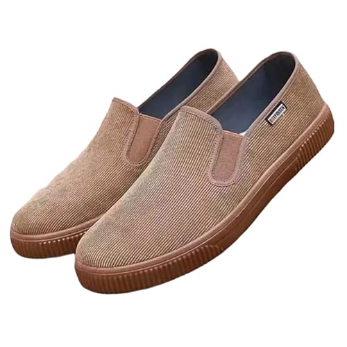 Leinenschuhe Herren Canvas Sneaker Sommer Flache Atmungsaktiv Bequeme Stoffschuhe Einfarbig Slip On Weiche Sohle Dämpfung Sportschuhe Outdoor Running Casual Walkingschuhe,39-41.5 EU von szvbofueck