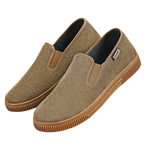 Leinenschuhe Herren Canvas Sneaker Sommer Flache Atmungsaktiv Bequeme Stoffschuhe Einfarbig Slip On Weiche Sohle Dämpfung Sportschuhe Outdoor Running Casual Walkingschuhe,39-41.5 EU von szvbofueck