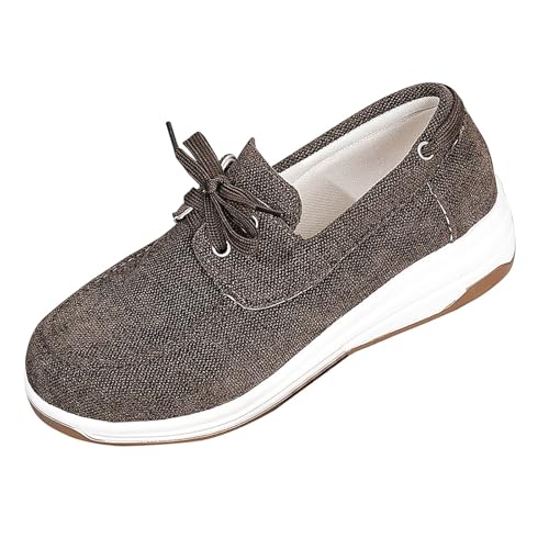 Leinenschuhe Herren Loafer Sommer Runde Zehen Atmungsaktiv Bequeme Stoffschuhe Einfarbig Slip On Dicker Sohle Dämpfung Turnschuhe Outdoor Running Casual Walkingschuhe Mit Schnürsenkel,35-41 Eu von szvbofueck
