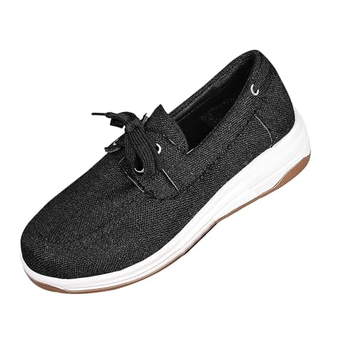 Leinenschuhe Herren Loafer Sommer Runde Zehen Atmungsaktiv Bequeme Stoffschuhe Einfarbig Slip On Dicker Sohle Dämpfung Turnschuhe Outdoor Running Casual Walkingschuhe Mit Schnürsenkel,35-41 Eu von szvbofueck