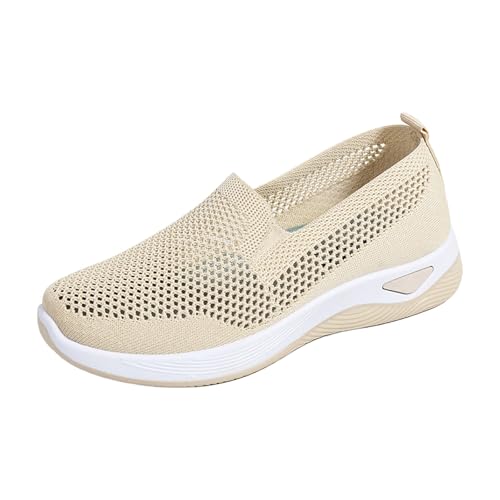 Loafer Damen Orthopädische Schuhe Sommer Mesh Atmungsaktiv Sportschuhe Einfarbig Leichtgewichts Slip On Gesundheitsschuh Outdoor Weiche Sohle Bequeme Mutterschuh Dämpfung Turnschuhe,35-40.5 EU von szvbofueck