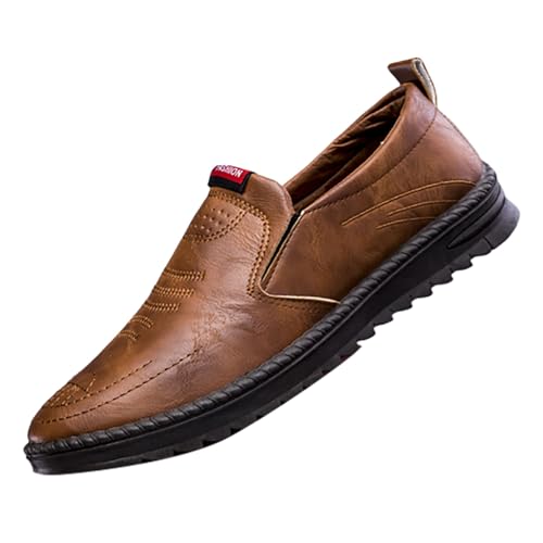 Loafer Herren Mokassin Sommer Atmungsaktiv Leder Soft Bequeme Lederschuhe Einfarbig Slip On Weiche Sohle Dämpfung Freizeitschuhe Outdoor Fahren Casual Walkingschuhe,39-41.5 EU von szvbofueck