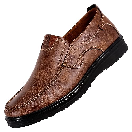 Mokassin Herren Lederschuhe Runde Zehen Leder Atmungsaktiv Elegant Businessschuhe Einfarbig Slip On Weiche Sohle Bequeme Anzugschuhe Outdoor Business Hochzeit Formelle Schuhe,37-47 Eu von szvbofueck