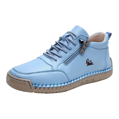 Mokassins Damen Stitching Boots Winter Warme Slip On Weiche Sohle Freizeitschuhe Einfarbig Trendy High-Top Flache Dämpfung Sportschuhe Outdoor Running Casual Kurzstiefel Mit Schnürsenkel,35-41.5 Eu von szvbofueck