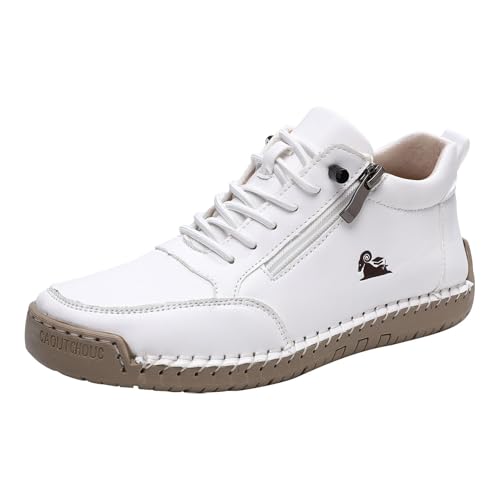 Mokassins Damen Stitching Boots Winter Warme Slip On Weiche Sohle Freizeitschuhe Einfarbig Trendy High-Top Flache Dämpfung Sportschuhe Outdoor Running Casual Kurzstiefel Mit Schnürsenkel,35-41.5 EU von szvbofueck