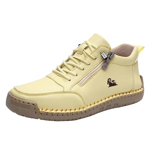 Mokassins Damen Stitching Boots Winter Warme Slip On Weiche Sohle Freizeitschuhe Einfarbig Trendy High-Top Flache Dämpfung Sportschuhe Outdoor Running Casual Kurzstiefel Mit Schnürsenkel,35-41.5 Eu von szvbofueck