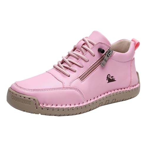 Mokassins Damen Stitching Boots Winter Warme Slip On Weiche Sohle Freizeitschuhe Einfarbig Trendy High-Top Flache Dämpfung Sportschuhe Outdoor Running Casual Kurzstiefel Mit Schnürsenkel,35-41.5 Eu von szvbofueck