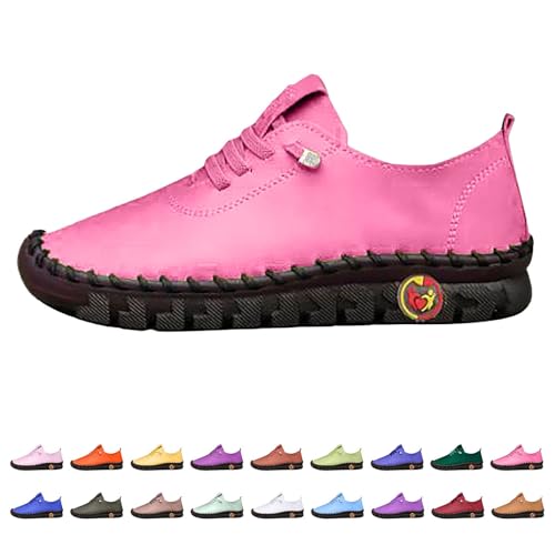 Mutterschuh Damen Freizeitschuhe Leder Atmungsaktiv Slip On Bequeme Orthopädische Einfarbig Flache Weiche Sohle Dämpfung Sportschuhe Outdoor Hiking Workout Walkingschuhe Mit Schnürsenkel,34-42 Eu von szvbofueck