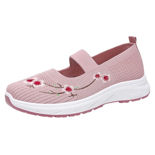 Mutterschuh Damen Gesundheitsschuh Sommer Mesh Atmungsaktiv Leichtgewichts Sneaker Mit Blumen Slip On Weiche Sohle Bequeme Joggingschuhe Outdoor Running Workout Sportschuhe,35.5-38 EU von szvbofueck